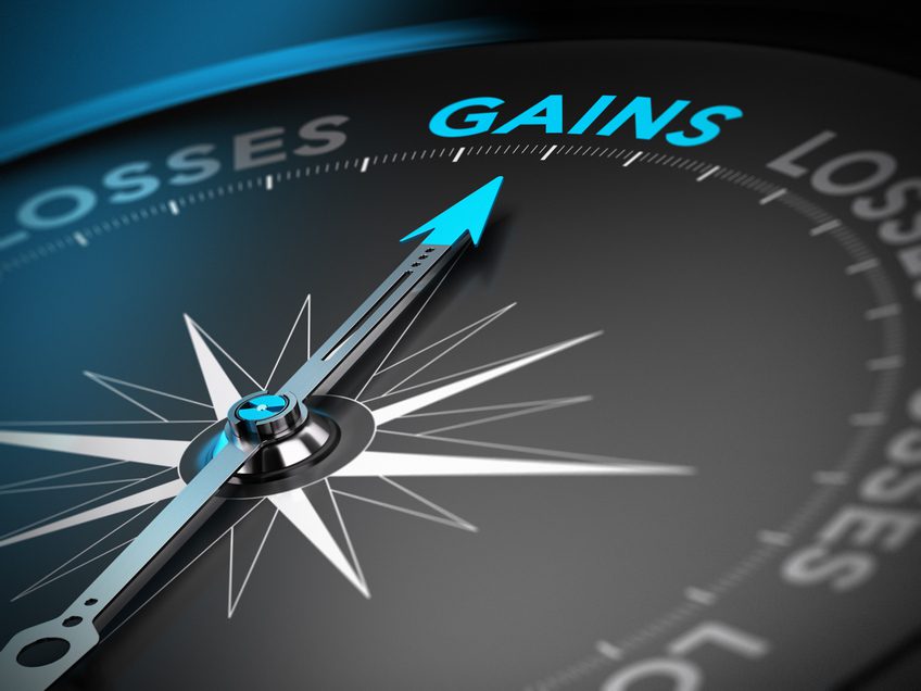 Compass image showing gains and losses